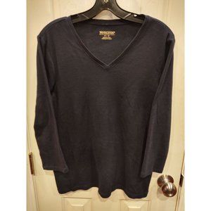 Pendleton Womens V Neck T Shirt M Navy Blue Long Sleeve Activewear Outdoors